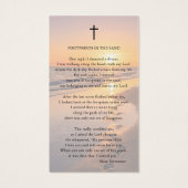 Beach Sunset Footprints Poem Sympathy Prayer Card Visitekaartje (Achterkant)