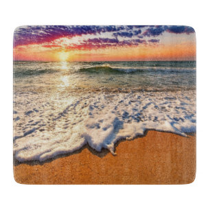 Beach Sunset Glass Snijplank