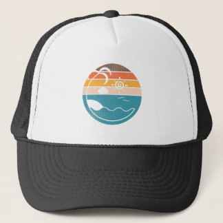 Beach Sunset Halftone Summer Trucker Pet