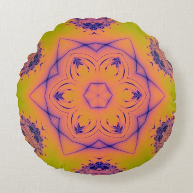 Beach Sunset High Contrast Mandela Rond Kussen (Voorkant)