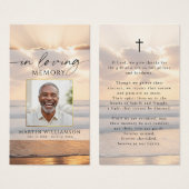 Beach Sunset In Loving Memory Photo Prayer Card Visitekaartje (Voorkant /achterkant)
