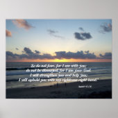 Beach Sunset Isaiah 41:10 Afdruk Poster (Voorkant)