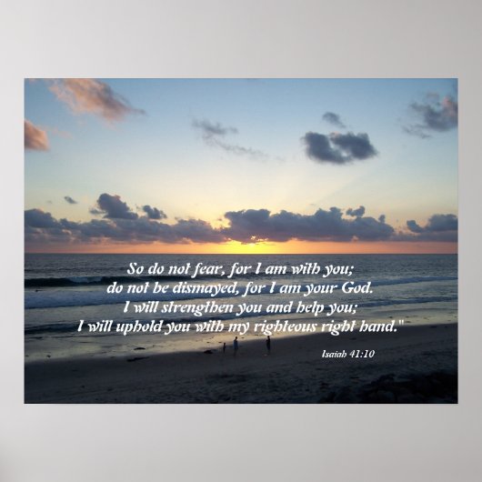Beach Sunset Isaiah 41:10 Afdruk Poster (Voorkant)