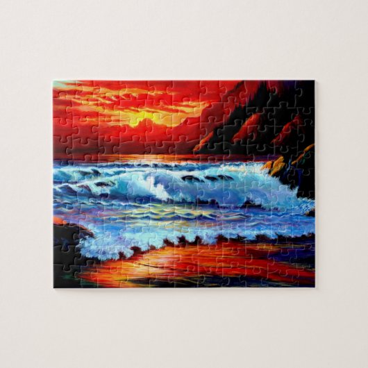 Beach Sunset Jigzaag Puzzle Legpuzzel (Horizontaal)