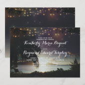 Beach Sunset Lights Tropische verlovingsfeest Kaart (Voorkant / Achterkant)