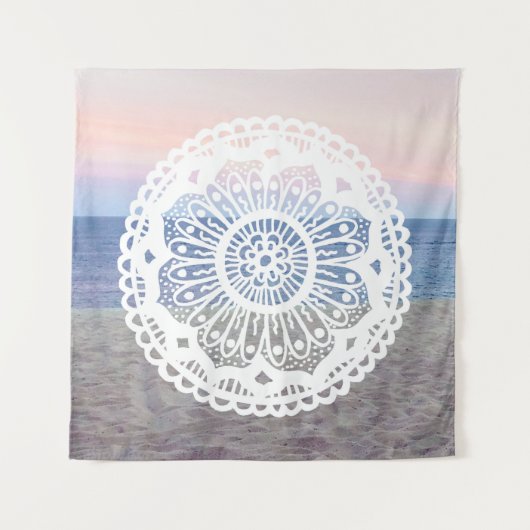 Beach Sunset Mandala Tapestry Wandkleed (Voorkant)