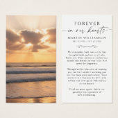 Beach Sunset Memorial Sympathy Funeral Prayer Card Visitekaartje (Voorkant /achterkant)