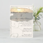 Beach Sunset met Flourishes Wedding Invitation Kaart (Staand voorkant)