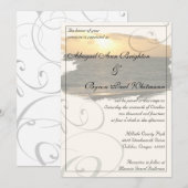 Beach Sunset met Flourishes Wedding Invitation Kaart (Voorkant / Achterkant)