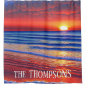 Beach Sunset met persoonlijke naam Douchegordijn (Voorkant)