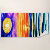 Beach Sunset met Waves & Sun, Sinaasappel & Blues Strandlaken (Voorkant)