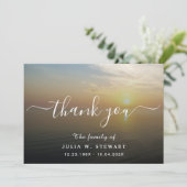 Beach Sunset Moderne Begrafenis Dank u Nota Kaart (Staand voorkant)