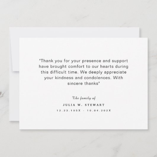 Beach Sunset Moderne Begrafenis Dank u Nota Kaart (Achterkant)