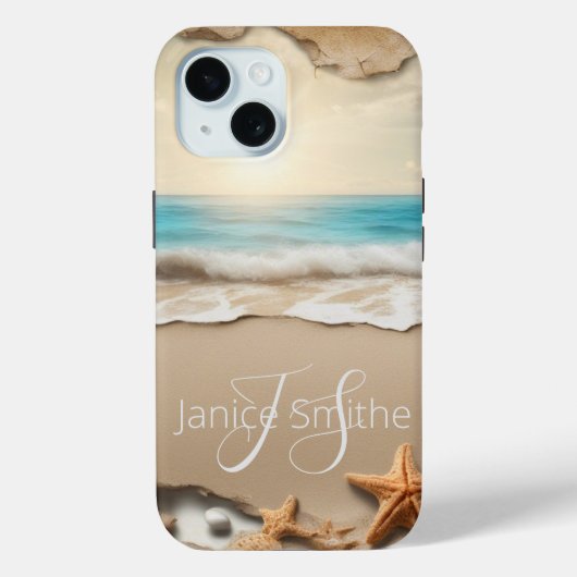 Beach Sunset Monogram Case-Mate iPhone Case (Achterkant)