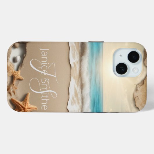 Beach Sunset Monogram Case-Mate iPhone Case (Achterkant (horizontaal))