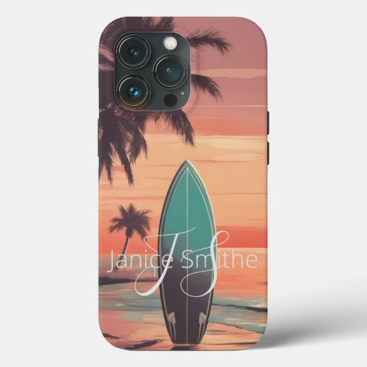 Beach Sunset Monogram Case-Mate iPhone Case (Achterkant)