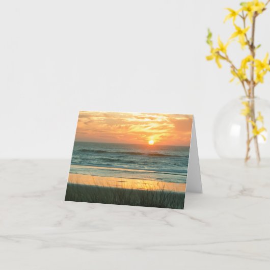 Beach Sunset Notecard Kaart (Gele Bloem)