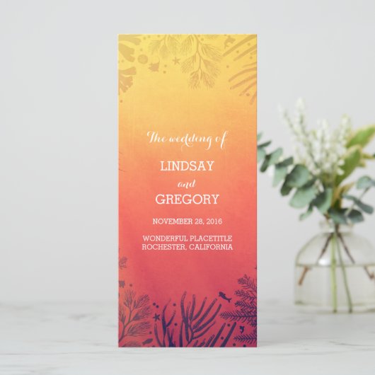 Beach Sunset Ocean Onderwater Wedding Programma's (Staand voorkant)