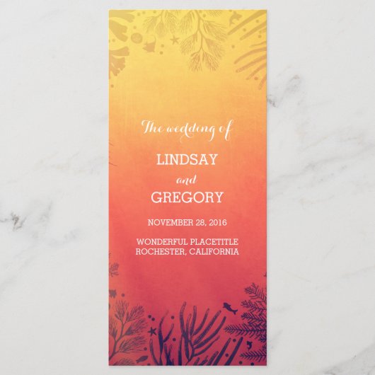 Beach Sunset Ocean Onderwater Wedding Programma's (Voorkant)