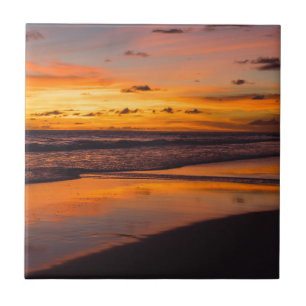 Beach Sunset Ocean Uitzicht Oranje Yellow Tegeltje