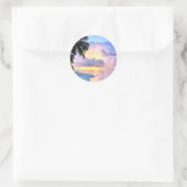 Beach Sunset oceanische zandpalmboom Maldiven Miam Ronde Sticker (Tas)