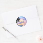 Beach Sunset oceanische zandpalmboom Maldiven Miam Ronde Sticker (Envelop)