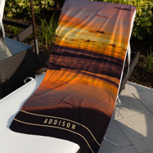 Beach Sunset Oranje Yellow Tropical Monogram