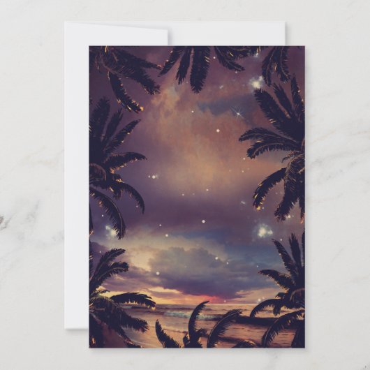  Beach Sunset Palm Lights Baby shower Kaart (Achterkant)