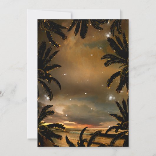 Beach Sunset Palm Lights Baby shower Kaart (Achterkant)