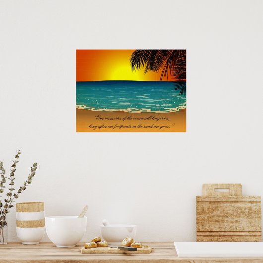 Beach Sunset Palm Trees Beach Quote Poster (Keuken)