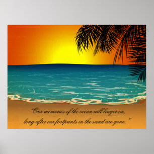 Beach Sunset Palm Trees Beach Quote Poster