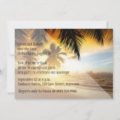 Beach Sunset Palm Trees Bird of Paradise Reception Kaart (Achterkant)