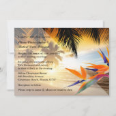 Beach Sunset Palm Trees Bird-of-Paradise Wedding Kaart (Voorkant)