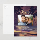 Beach Sunset Palms Lights Foto Opslaan van de datu Aankondigingskaart (Voorkant / Achterkant)