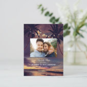 Beach Sunset Palms Lights Foto Opslaan van de datu Aankondigingskaart (Staand voorkant)