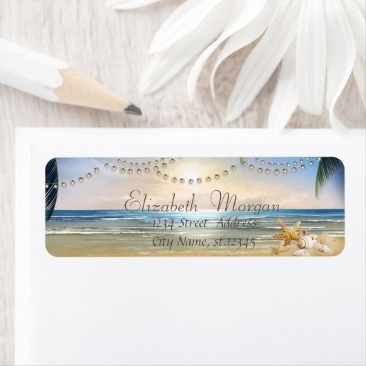 Beach, Sunset, Palms, Seashells Etiket (Insitu)