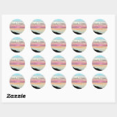 Beach Sunset Pastel Weddenschap Save the Date Ronde Sticker (Vel)