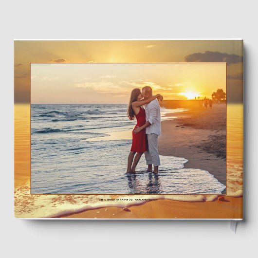 Beach Sunset Personalized Photo Weddenschap Book Gastenboek (Achterkant)