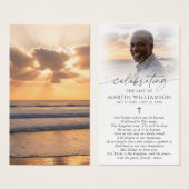 Beach Sunset Photo Cross Sympathy Prayer Card Visitekaartje (Voorkant /achterkant)