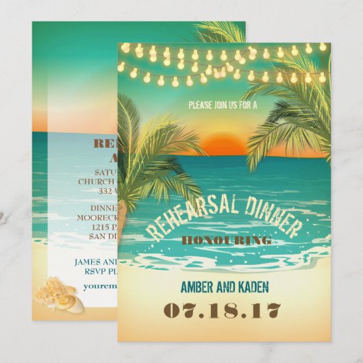 Beach Sunset repetitie diner Kaart (Voorkant / Achterkant)