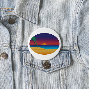 Beach Sunset Ronde Button 7,6 Cm