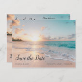 Beach Sunset Save the Date Briefkaart (Voorkant / Achterkant)