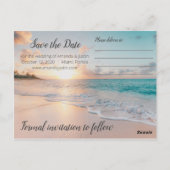 Beach Sunset Save the Date Briefkaart (Achterkant)