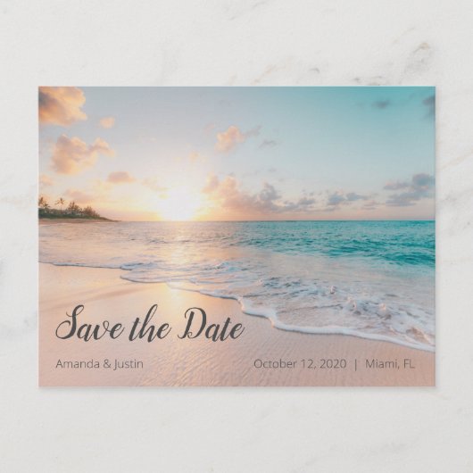 Beach Sunset Save the Date Briefkaart (Voorkant)