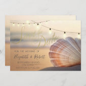 Beach Sunset Seashell Bewaar de datum Save The Date (Voorkant / Achterkant)