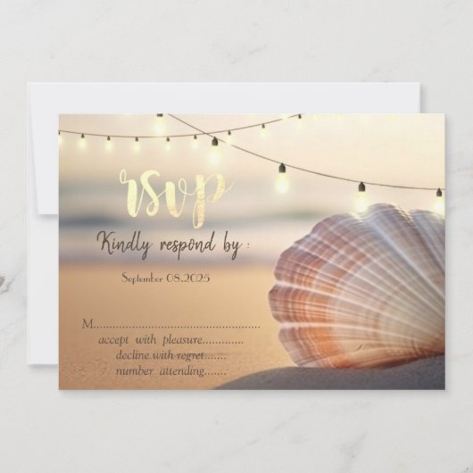 Beach Sunset Seashell RSVP Kaart (Voorkant)