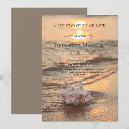 Beach Sunset Seashell Viering van het leven Kaart (Voorkant / Achterkant)