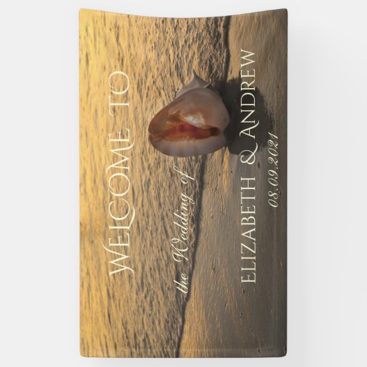 Beach Sunset Seashell Wedding Spandoek (Verticaal)