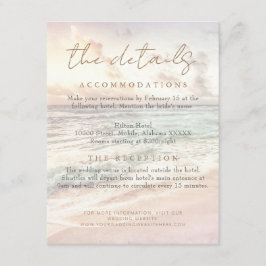 Beach Sunset Seaside/Oceanside Wedding Details Informatiekaartje