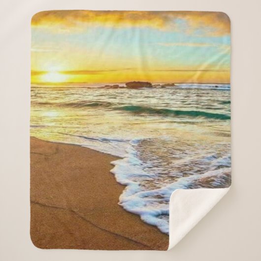 Beach Sunset Sherpa Deken (Voorkant)
